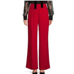 A Loves A red woven women pants High Rise Pleated Front Point Hem Pants size 2